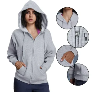 Women’s Windproof Breathable Warm Sweat-Wicking Quick Dry Hoodie Custom Logo Street Fleece Long Sleeve Sports Jogger Top