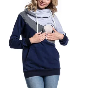 Women’s Winter Breastfeeding Maternity Hoodie Long Sleeve Nursing Shirt Maternity Clothes