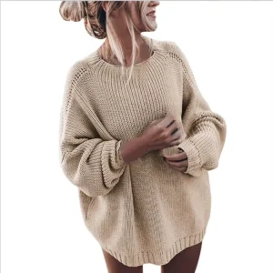 Women’s Winter Casual Oversized Loose Regular Sleeve Chunky Ribbed Knit 100% Polyester Pullover Sweater