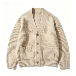 Women’s Winter Coat Solid Pure Wool Knitted Wool Cardigan Button Thickened Loose Coarse Needle Texture European Union Style