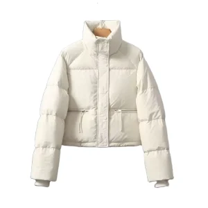 Women’s Winter Long Sleeve Baggy Short Cotton Coats with Pockets Zipper Puffer Jacket
