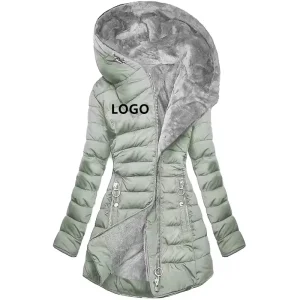 Women’s Winter Parka Thick Warm Fleece Lined Long Coat Hooded Plus Size Print Design Ladies Padded Puffer Jacket
