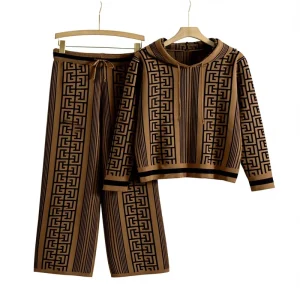 Women’s Winter Solid Casual Loungewear Set 2 Piece Hooded Sweater & Wide Leg Pants Pant Suit Outfit