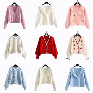 Women’s Winter Sweater Button up Style Women’s Thick Knitted Warm Cardigan Mixed