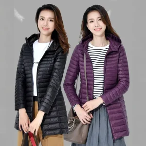 Women’s Winter Thin Down Jacket Mid-length Slim Inner Liner Ultra-light Jacket