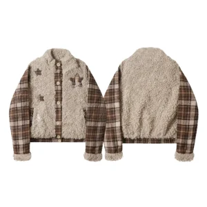 Women’s Winter Wool Cashmere Cardigan Long Sleeve Button Sheep Plaid Design Breathable Eco-friendly Anti-wrinkle Zipper