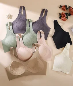 Women’s Wire Free Breathable Lifting Bra Anti sagging Push up with Knitted Thin Lace Cup Everyday One piece Design