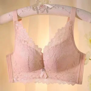 Women’s Wire-Free Nylon Bra Adjustable Large Size Intimates Breathable Lace for Small & Big Breasts Everyday Knitted Style