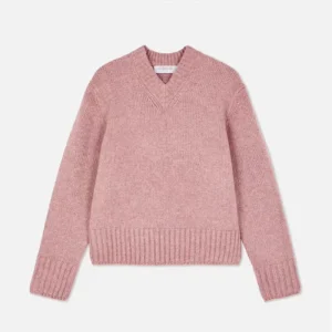 Women’s Wool Fuzzy Casual Classic Style Warm Knit Sweater Spring Autumn V-Neck Long Sleeves Pullover Jumper