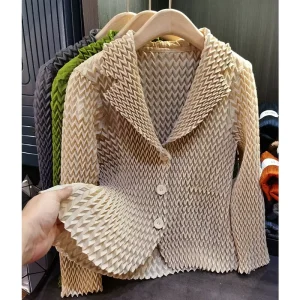 Women’s Wool/Silk Woven Solid Color Blazer Long-sleeved Short Jacket Casual Autumn New Style