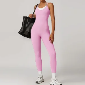 Women’s Workout Romper Quick Dry Yoga Leggings Jumpsuit Gym Fitness One Piece Yoga Jumpsuit