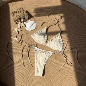 Women’s Wrinkle Tie Swimsuit Swimwear Sexy Push up Bikini Set Two Piece Bathing Suits Biquini Women’s Swimming Suit
