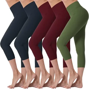 Women’s XL High Waisted Stretch Spandex Leggings Elastic Waist Tummy Control Workout Running Yoga Pants Seamless Print Solid