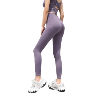 Women’s Yoga Fitness Pants Solid Peach Butt High Waist Hip Lift Quick Drying Four Way Stretch Seamless Lightweight Ankle Length