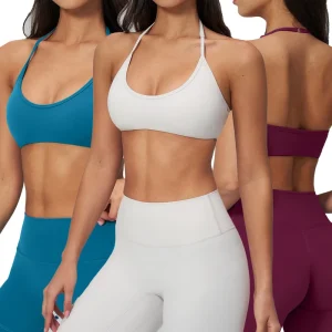 Women’s Yoga High Support Sport Bra Front Custom Logo Backless Design Soft Spandex Nylon Yoga Bra