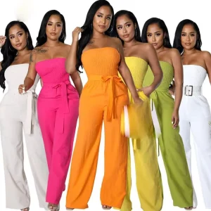 Women’s Yoga Jumpsuit Cross Body Jumpsuit with Beautiful Back and Slightly Flared Wide Leg Running Bodysuit Sportswear