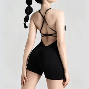 Women’s Yoga Jumpsuit One Piece Fitness Romper Sports Bra Strap Tummy Control Gym Workout Activewear