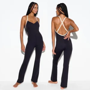 Women’s Yoga Jumpsuit With Flared Pants Solid Color Fitness Bodysuit For Sports For Women For Who Love Comfort And Style