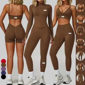 Women’s Yoga Sets 2 Piece Sexy Push Up Sports Bra and High Waist Shorts Breathable Gym Fitness Workout Outfit
