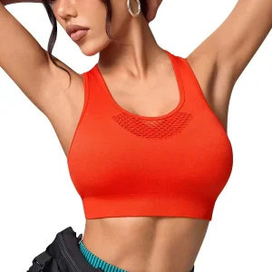 Women’s Yoga Sports Bra Seamless U Neck Hollow Out Front and Back Breathable Elastic Running Sports Underwear