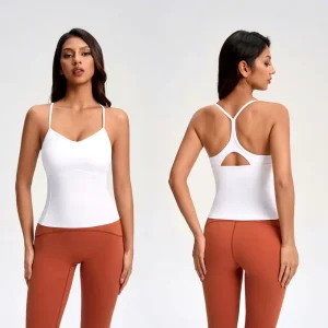 Women’s Yoga Vest Bra Pads Shockproof Four-Way Stretch Breathable Quick Dry Sports Fitness Wear Running Training Small Camisole