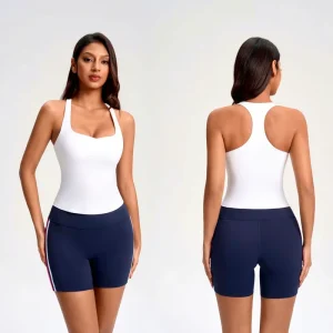 Women’s Yoga Wear Sports Vest with I-Shaped Back Design Breathable Quick-Dry Fabric Four-Way Stretch Eco-Friendly Nylon/Spandex
