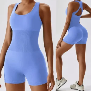 Women’s Zip Up Backless Cut Out Yoga Shorts Jumpsuit Padded Workout Playsuit Athletic Bodysuit One Piece Sport Romper Print XL