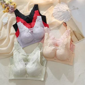 Women’s underwear comfortable breathable lace bra gathering prevent exposure wide shoulder strap bra thin cup