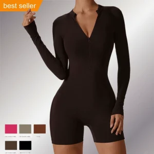 Workout Active Wear Ribbed Rompers Skinny Biker Shorts Playsuit Embroidery Letter Women’s Jumpsuits