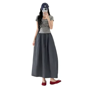 Workwear Women’s New Arrival Flared A Line Lace Preppy Style Plus Size Non Elastic Color Blocking Dyeing Polyester Skirt