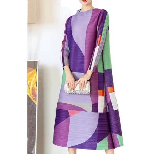 Wrinkled Women’s Printed Dress Loose Large Swing Skirt