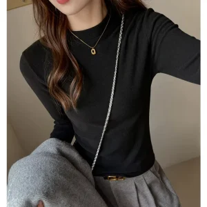 XIYU Women’s Casual Solid Crew Neck Knit Pullover Sweater Long Sleeve Polyester Viscose Spandex Fall Winter Top