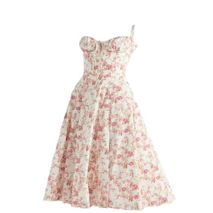 XS L Women’s Spicy Girl Floral French Dress Fashion Bra Open Back Little Dress Eco Friendly Digital Printing