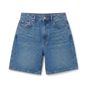 XUCHANG OEM Custom Logo Manufacturer High Quality Vintage Classic Washed Women Jorts 100% Cotton High Waist Denim Jeans Shorts