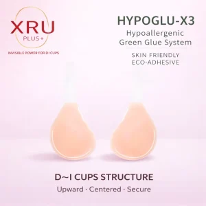 Xinrui Women’s Plus Size Thin Padded Breathable Sexy Silicone 3 4 Cup Underwire Push Up Bra with Adhesive Straps Seamless Design