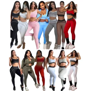 Y1000 Summer Sleeveless Sports Vest High Waist Hip Lifting Abdominal Tightening Fitness Yoga Suit Set