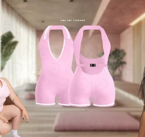 Y2K Custom Logo Women’s Sexy Red Sports Bodysuits Jumpsuits New Sleeveless Halter V Neck Nightwear Playsuits Romper Halter