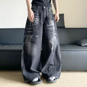 Y2k Streetwear Oversized Jeans American Retro Washing Pant Men’s Loose Wide-leg Mens Pants Trousers