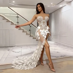 Y5483 Apparel Manufactur Club Dresses Fashion Lady Dress High Slit Women’s Sequined Evening Dress for Birthday