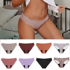YUNCHI Physiological Leak Proof Women’s Mid Rise Traceless Menstrual Everyday Underwear Panties Quick Dry Breathable Knitted
