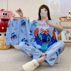 Yicheng Hot selling Women’s Summer Sleepwear Set of Three Pieceswith Short Sleeves and Featuring Digital Printing for Home Wear