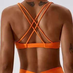 Yoga Backless Sports Bra Custom Gym Workout Sports Bra for Women High Support Crisscross Straps Women’s Bra