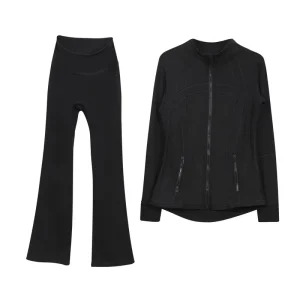 Yoga Nylon Activewear Modest Loungewear Two Piece Plus Size XXXL Jacket Yoga Women Flared Gym Legging Pants Set ODM