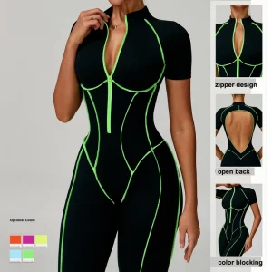 Yoga Shapewear Active Romper Athletic XS Jumpsuit Bodysuit One Piece Fitness Workout Bodysuit Zipper Breathable