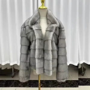 Young Ladies Luxurious Danish Waterflea Fur Lady-style Fashionable Women’s Thick Eco-friendly Fur Coat