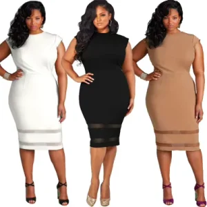 Z32047A Women’s Fashion Sleeveless Plus Size Dress