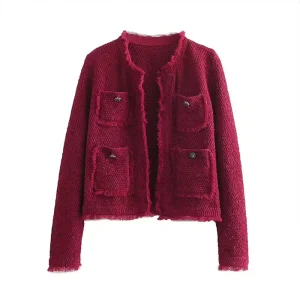 ZATRHMBM Spring and Autumn Women’s Clothing Knitted Cardigan Sweater Jacket Retro Casual Women’s Sweater