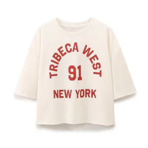 ZATRHMBM Summer New Arrivals Women’s Fashion T Shirt Vintage Style Crew Neck Short Sleeve Top with Graphic Print