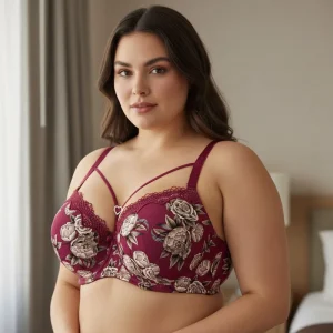 ZM121D Factory direct Large size Women’s D Cup Underwear Comfortable Breathable Women’s Sexy Plus Size Push up Bra Flowers Rose