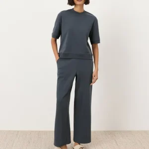 short sleeve women’s homewear Organic Cotton sleepwear for women custom terry Sweatshirt Tee and pant Sustainable Loungewear